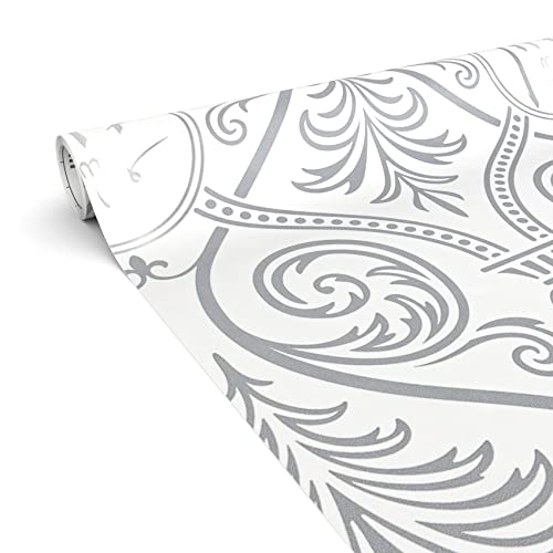ANRO Klebefolie Möbelfolie matt Dekofolie DIY selbstklebend kratzfest wasserfest 0,45x2m Ornament Silber Grau ANRO Klebefolie Möbelfolie matt Dekofolie DIY selbstklebend kratzfest wasserfest 0,45x2m Ornament Silber Grau von ANRO