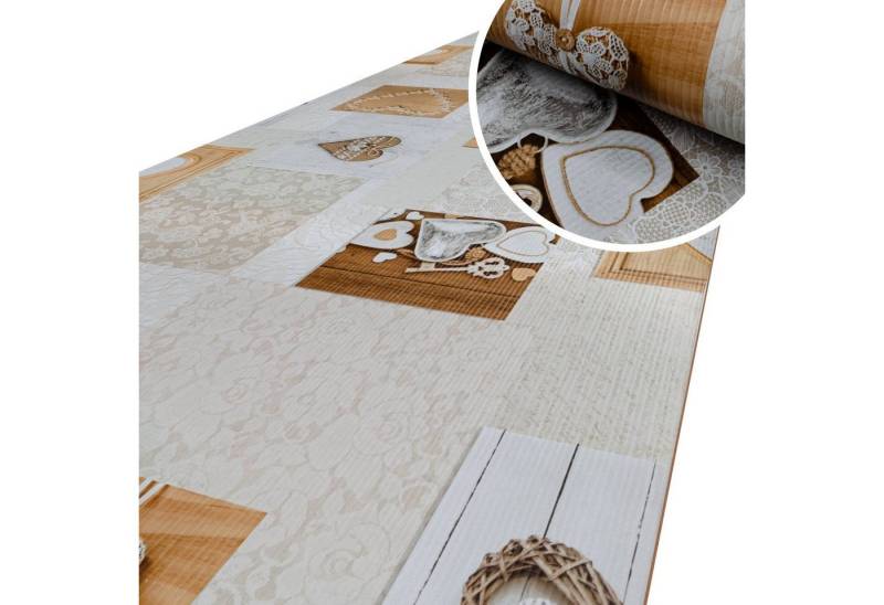 ANRO Küchenläufer Küchenläufer Küchenteppich Teppichläufer Läufer EADA Fliesen Herz, Rechteckig, Höhe: 3 mm, Textil von ANRO