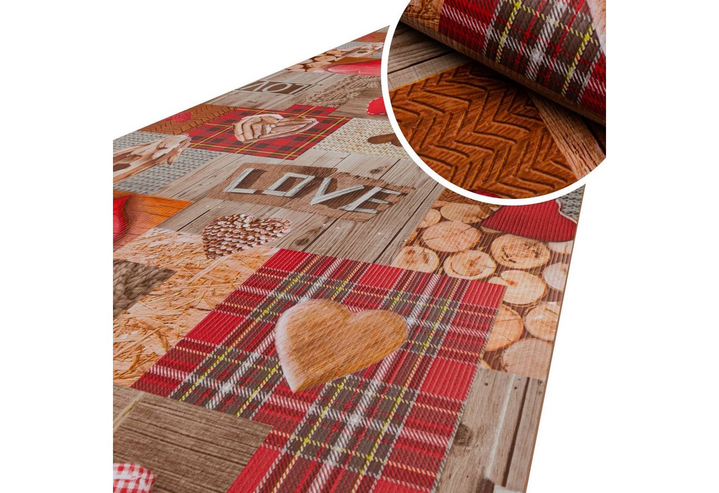 ANRO Küchenläufer Küchenläufer Küchenteppich Teppichläufer Läufer EADA Liebe Herz Holz, Rechteckig, Höhe: 3 mm, Textil ANRO Küchenläufer Küchenläufer Küchenteppich Teppichläufer Läufer EADA Liebe Herz Holz, Rechteckig, Höhe: 3 mm, Textil von ANRO