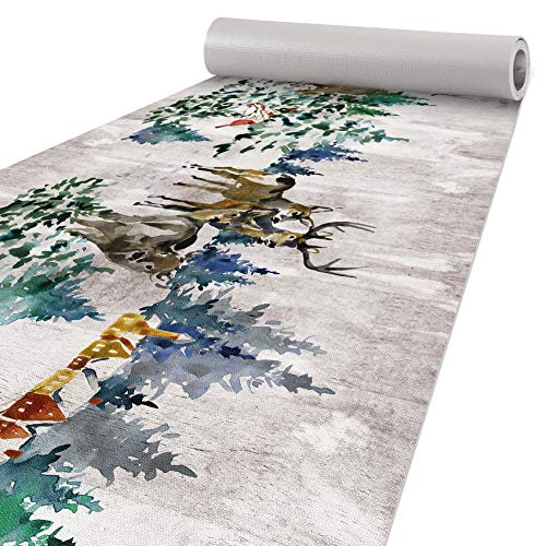 ANRO Küchenteppich Läufer Küchenläufer Flur Teppich Anti-Rutsch waschbar Winterlandschaft 160x51cm von ANRO