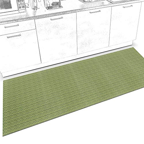 Läufer Teppich Küchenläufer Weich rutschfest anpassbar Velour Itaca Grün 65x180cm Viele Größen/Muster von ANRO
