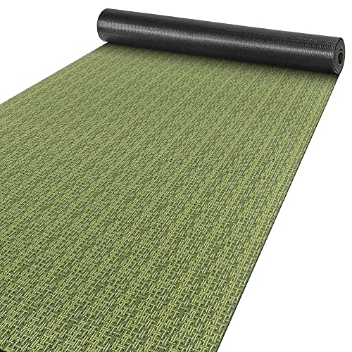 ANRO Läufer Teppich-Läufer Flur Küchenläufer rutschfest waschbar Teppichläufer Küchenteppich anpassbar Itaca Grün 400x67cm bis 5m Länge von ANRO