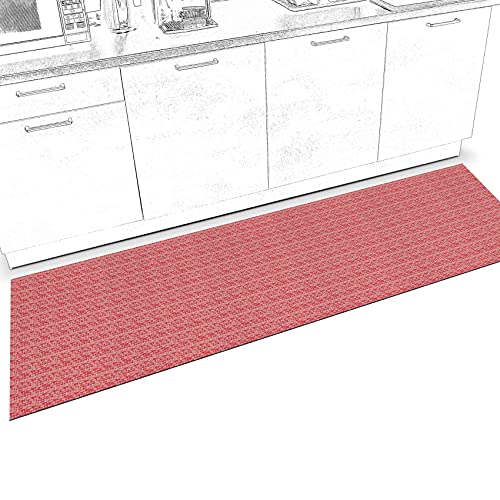 ANRO Läufer Teppich-Läufer Flur Küchenläufer rutschfest waschbar Teppichläufer Küchenteppich anpassbar Itaca Rot 120x50cm bis 5m Länge von ANRO