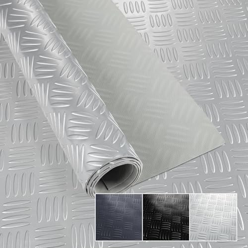 PVC Bodenbelag Meterware 1,5mm Antirutschmatte Bodenmatte geruchslos Noppenmatte Riffelblechmatte Tränenblech Karo Dionis rutschfest Riffelblech Silber 180x100cm PVC Bodenbelag Meterware 1,5mm Antirutschmatte Bodenmatte geruchslos Noppenmatte Riffelblechmatte Tränenblech Karo Dionis rutschfest Riffelblech Silber 180x100cm von ANRO