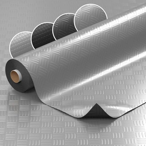 PVC Bodenbelag Meterware Noppen 1mm Antirutschmatte Bodenmatte Noppenmatte Riffelblechmatte Tränenblech rutschfest Silber Riffelblech Optik 240x140cm PVC Bodenbelag Meterware Noppen 1mm Antirutschmatte Bodenmatte Noppenmatte Riffelblechmatte Tränenblech rutschfest Silber Riffelblech Optik 240x140cm von ANRO