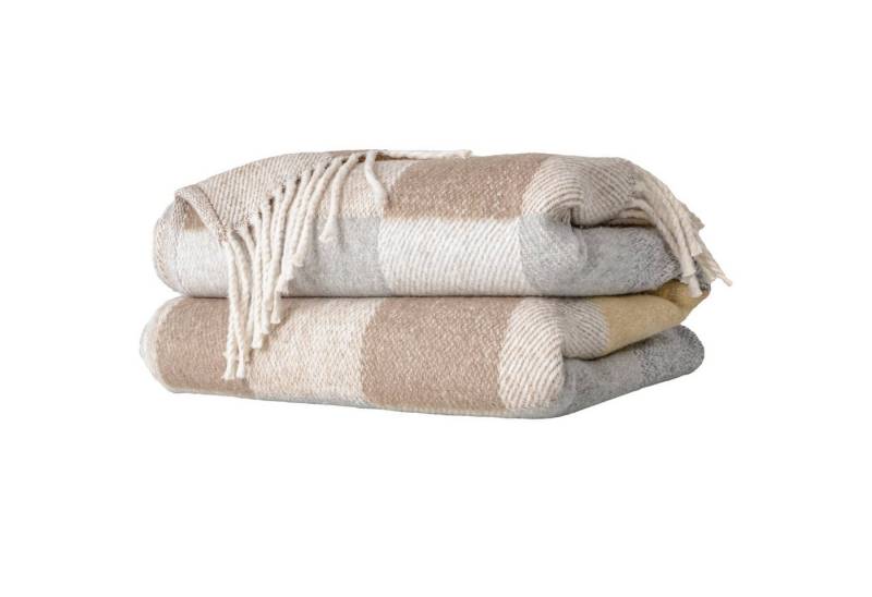 Plaid Boris Tagesdecke hochwertige Kuscheldecke Wohndecke Reisedecke, ANRO, Wendedecke kuschelig 130x160cm Quadraten Braun von ANRO