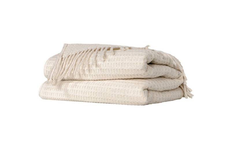 Plaid Beatriz feine Kuscheldecke Reisedecke Tagesdecke Wohndecke, ANRO, Wendedecke kuschelig-weich 130x160cm Beige Uni von ANRO