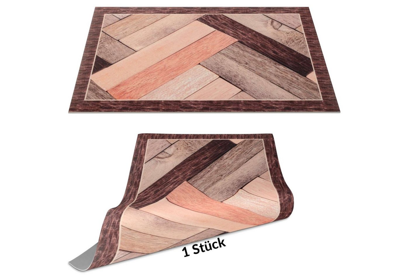 ANRO Platzset DEIN Platzdeckchen Servierdeckchen Soft Tischset Tellerunterleger, (Einzelstück, 1-St., einzelverpackt), Glatt, leichte Narbung 45x30cm Parkett Holz von ANRO