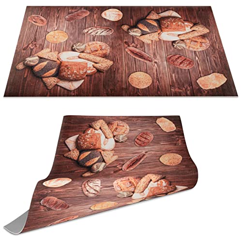 Platzset Tischset abwaschbar PVC Platzdeckchen rutschfest Tischuntersetzer Hitzebeständig Esstisch Deko für drinnen & draußen 30x45cm Brot Brett Holz von ANRO