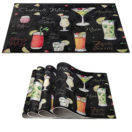 Platzset Tischset abwaschbar PVC Platzdeckchen rutschfest Tischuntersetzer Hitzebeständig Esstisch Deko für drinnen & draußen 30x45cm Cocktail 4-er Set von ANRO