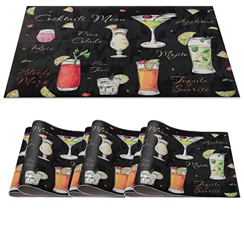 Platzset Tischset abwaschbar PVC Platzdeckchen rutschfest Tischuntersetzer Hitzebeständig Esstisch Deko für drinnen & draußen 30x45cm Cocktail 6-er Set von ANRO