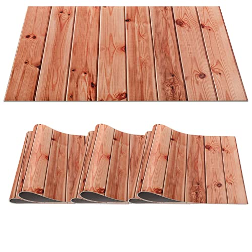 Platzset Tischset abwaschbar PVC Platzdeckchen rutschfest Tischuntersetzer Hitzebeständig Esstisch Deko für drinnen & draußen 30x45cm Holz Braun 6-er Set von ANRO