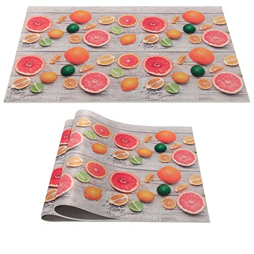 Platzset Tischset abwaschbar PVC Platzdeckchen rutschfest Tischuntersetzer Hitzebeständig Esstisch Deko für drinnen & draußen 30x45cm Holz Früchte Exotic 2-er Set von ANRO