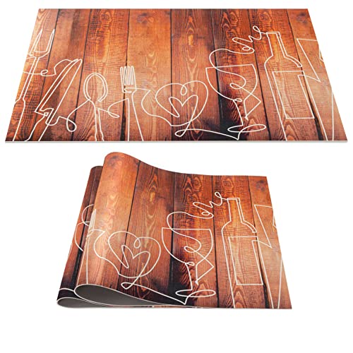 Platzset Tischset abwaschbar PVC Platzdeckchen rutschfest Tischuntersetzer Hitzebeständig Esstisch Deko für drinnen & draußen 30x45cm Holz Scratch 2-er Set von ANRO