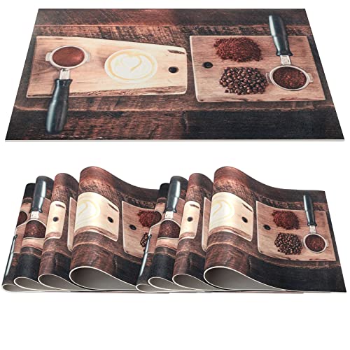 Platzset Tischset abwaschbar PVC Platzdeckchen rutschfest Tischuntersetzer Hitzebeständig Esstisch Deko für drinnen & draußen 30x45cm Kaffeebohnen 8-er Set von ANRO