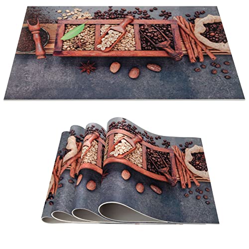 Platzset Tischset abwaschbar PVC Platzdeckchen rutschfest Tischuntersetzer Hitzebeständig Esstisch Deko für drinnen & draußen 30x45cm Kaffeepause 4-er Set von ANRO