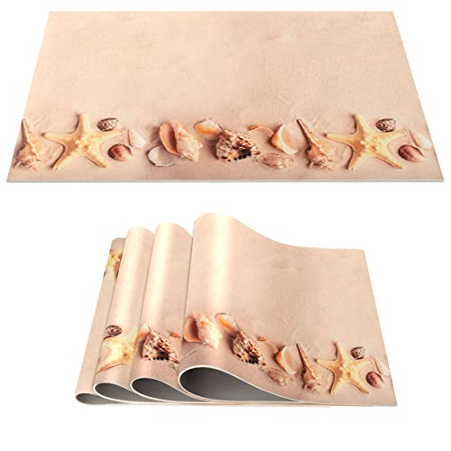 Platzset Tischset abwaschbar PVC Platzdeckchen rutschfest Tischuntersetzer Hitzebeständig Esstisch Deko für drinnen & draußen 30x45cm Maritim Muscheln 4-er Set von ANRO