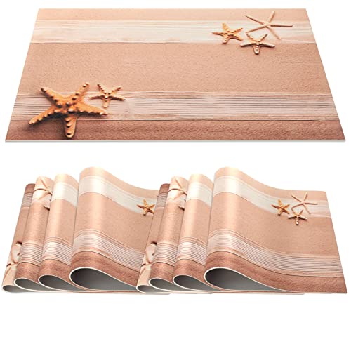 Platzset Tischset abwaschbar PVC Platzdeckchen rutschfest Tischuntersetzer Hitzebeständig Esstisch Deko für drinnen & draußen 30x45cm Matitim Seestern 8-er Set von ANRO