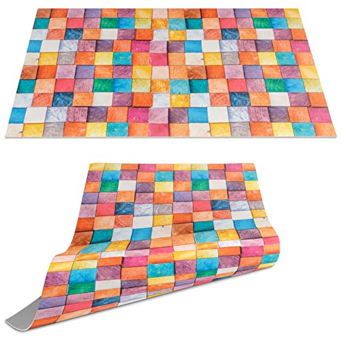 Platzset Tischset abwaschbar PVC Platzdeckchen rutschfest Tischuntersetzer Hitzebeständig Esstisch Deko für drinnen & draußen 30x45cm Mosaik Bunt von ANRO