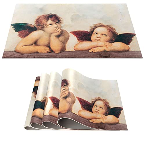 Platzset Tischset abwaschbar PVC Platzdeckchen rutschfest Tischuntersetzer Hitzebeständig Esstisch Deko für drinnen & draußen 30x45cm Raphael Engel 4-er Set von ANRO