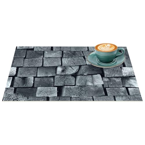 Platzset Tischset abwaschbar PVC Platzdeckchen rutschfest Tischuntersetzer Hitzebeständig Esstisch waschbar für drinnen & draußen Anthrazit Holz Industry 35x50cm Platzset Tischset abwaschbar PVC Platzdeckchen rutschfest Tischuntersetzer Hitzebeständig Esstisch waschbar für drinnen & draußen Anthrazit Holz Industry 35x50cm von ANRO