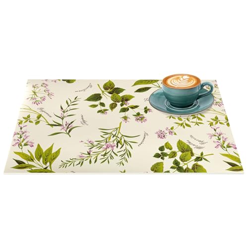 Platzset Tischset abwaschbar PVC Platzdeckchen rutschfest Tischuntersetzer Hitzebeständig Esstisch waschbar für drinnen & draußen Botanica Uni 30x45cm von ANRO