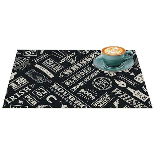 Platzset Tischset abwaschbar PVC Platzdeckchen rutschfest Tischuntersetzer Hitzebeständig Esstisch waschbar für drinnen & draußen Whisky Anthrazit 35x50cm Platzset Tischset abwaschbar PVC Platzdeckchen rutschfest Tischuntersetzer Hitzebeständig Esstisch waschbar für drinnen & draußen Whisky Anthrazit 35x50cm von ANRO