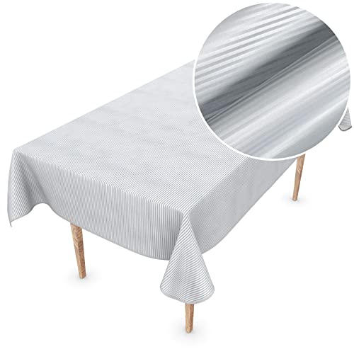 Premium Wachstuchtischdecke Tischdecke Vinyl Wachstischdecke abwaschbar 110x150cm Streifen Silber edel abwischbar von ANRO