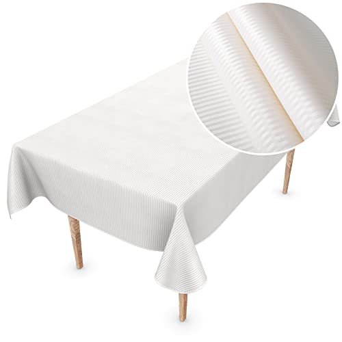 Premium Wachstuchtischdecke Tischdecke Vinyl Wachstischdecke abwaschbar 110x150cm Streifen Weiß Perlmut edel abwischbar von ANRO