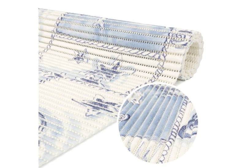 ANRO Schaum-Badematte Antirutschmatte Weichschaummatte Badezimmer Premium, Höhe 5 mm, strapazierfähig, Drainage Effekt, Rillen, wasserdurchlässig, rutschhemmend, pflegeleicht, Weich, fußbodenheizungsgeeignet, schnell trocknend, Rutschhemmend, mit Drainagelöchern, Praktisch, Kunststoff, Eckig, Badteppich Weichschaum 100x130cm Delfine Blau-Weiß von ANRO