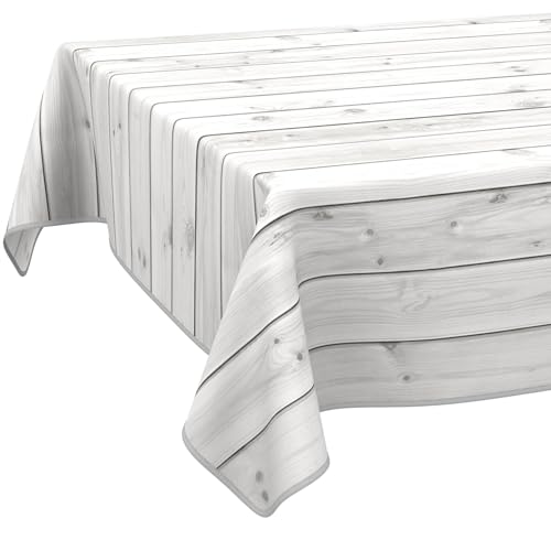 Stoff Tischdecke Tischwäsche Textil Tischtuch Baumwolle Polyester Gewebe abwaschbar pflegeleicht, in rund oval eckig Holz Grau 160x120cm mit Saum (Eingefasst) von ANRO