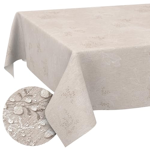 Stoff Tischdecke Tischwäsche Textil Tischtuch Baumwolle Polyester Gewebe abwaschbar pflegeleicht, in rund oval eckig Japondi Beige 120x140cm Schnittkante Stoff Tischdecke Tischwäsche Textil Tischtuch Baumwolle Polyester Gewebe abwaschbar pflegeleicht, in rund oval eckig Japondi Beige 120x140cm Schnittkante von ANRO