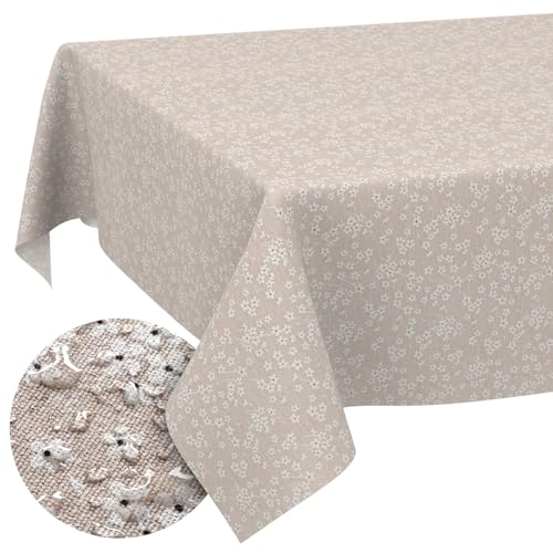 Stoff Tischdecke Tischwäsche Textil Tischtuch Baumwolle Polyester Gewebe abwaschbar pflegeleicht, in rund oval eckig Violen Beige 180x140cm Schnittkante Stoff Tischdecke Tischwäsche Textil Tischtuch Baumwolle Polyester Gewebe abwaschbar pflegeleicht, in rund oval eckig Violen Beige 180x140cm Schnittkante von ANRO