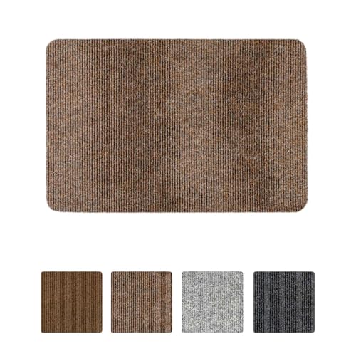 ANRO Teppich Fußmatte Schmutzfangmatte Fußabtreter Fußabstreifer Türvorleger Stribet Größe 40x60cm Carpet Dunkelbraun von ANRO