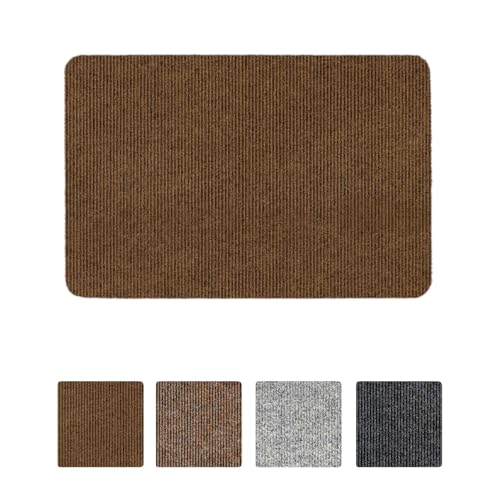 ANRO Teppich Fußmatte Schmutzfangmatte Fußabtreter Fußabstreifer Türvorleger Stribet Größe 40x60cm Carpet Hellbraun von ANRO