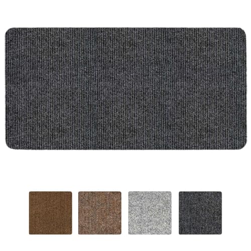 ANRO Teppich Fußmatte Schmutzfangmatte Fußabtreter Fußabstreifer Türvorleger Stribet Größe 40x80cm Carpet Schwarz von ANRO