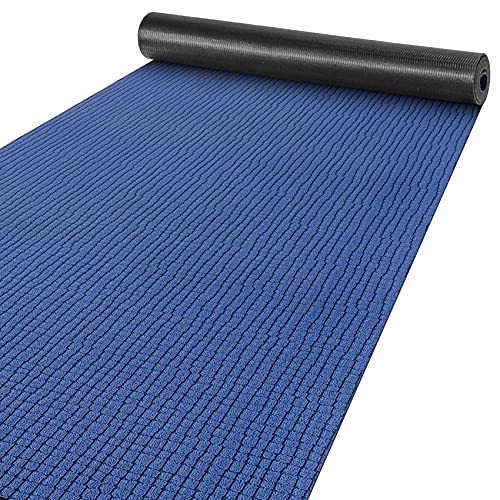 ANRO Teppich Läufer Flur Küchenteppich Schmutzfangmatte Sauberlaufmatte rutschfest Velours Blau 65x100cm Modern von ANRO
