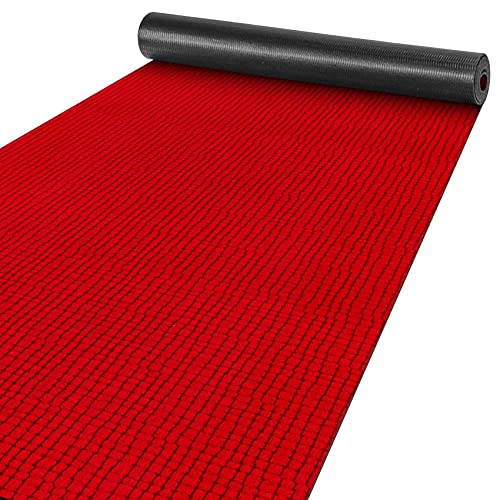 ANRO Teppich Läufer Flur Küchenteppich Schmutzfangmatte Sauberlaufmatte rutschfest Velours Rot 65x120cm Modern von ANRO