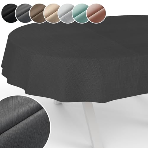 Tischdecke Mila Stoff abwaschbar Tischtuch Tafeldecke Jacquard Teflon beschichtet pflegeleicht Lotuseffekt schmutz- & wasserabweisend Uni Leinenoptik Oval 180x140cm Schnittkante Grau Tischdecke Mila Stoff abwaschbar Tischtuch Tafeldecke Jacquard Teflon beschichtet pflegeleicht Lotuseffekt schmutz- & wasserabweisend Uni Leinenoptik Oval 180x140cm Schnittkante Grau von ANRO