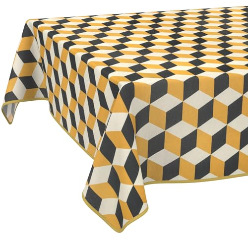 Tischdecke Stoff abwaschbar Tischtuch Tafeldecke pflegeleicht Lotuseffekt schmutz- & wasserabweisend für Indoor Outdoor Tischdecke 100x140cm mit Saum (Eingefasst) 3D Effekt von ANRO