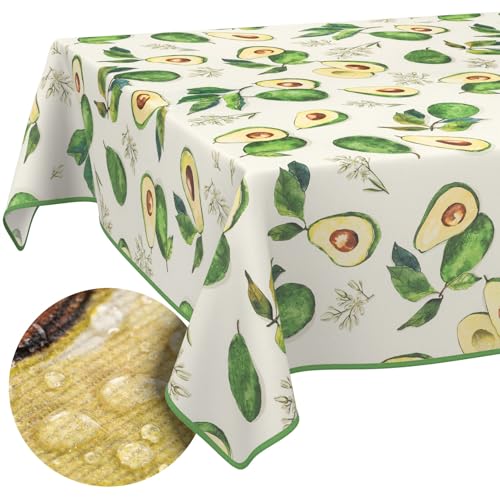 Tischdecke Stoff abwaschbar Tischtuch Tafeldecke pflegeleicht Lotuseffekt schmutz- & wasserabweisend für Indoor Outdoor Tischdecke 100x140cm mit Saum (Eingefasst) Avocado von ANRO
