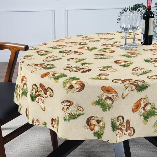 Tischdecke Stoff abwaschbar Tischtuch Tafeldecke pflegeleicht Lotuseffekt schmutz- & wasserabweisend für Indoor Outdoor Tischdecke Oval 180x140cm Schnittkante Pilze Tischdecke Stoff abwaschbar Tischtuch Tafeldecke pflegeleicht Lotuseffekt schmutz- & wasserabweisend für Indoor Outdoor Tischdecke Oval 180x140cm Schnittkante Pilze von ANRO