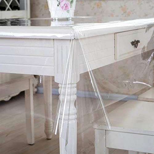 Tischdecke Transparent Schutzdecke Glasklar Durchsichtig Klarsichtfolie 0,2mm Klar 180x140cm mit Saum - Eingefasst von ANRO