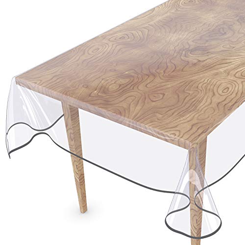 Tischdecke Transparent abwaschbar Durchsichtig Folie mit Saum in Grau 240x140cm 0,5mm von ANRO