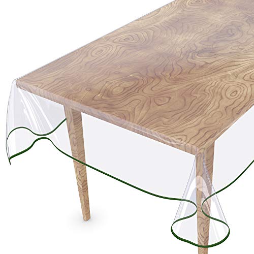 Tischdecke Transparent abwaschbar Durchsichtig Folie mit Saum in Grün 100x140cm 0,5mm von ANRO