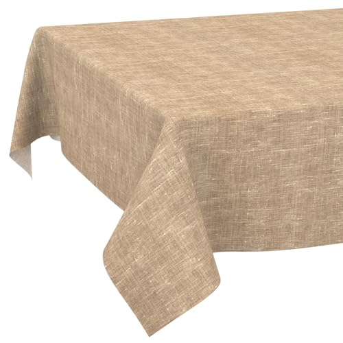 Tischdecke abwaschbar Tischtuch Tafeldecke Tischwäsche Leinen Baumwolle Leinenoptik Wasserdicht Pflegeleicht Fleckenschutz 160x120cm Sand von ANRO