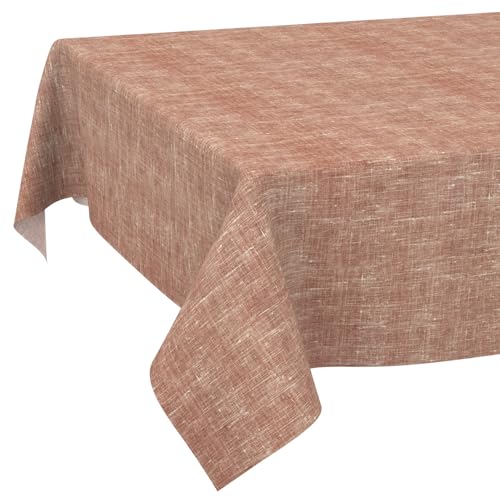 Tischdecke abwaschbar Tischtuch Tafeldecke Tischwäsche Leinen Baumwolle Leinenoptik Wasserdicht Pflegeleicht Fleckenschutz 280x140cm Rot von ANRO