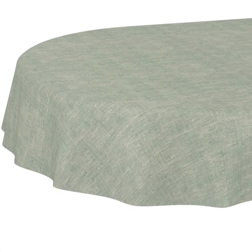 Tischdecke abwaschbar Tischtuch Tafeldecke Tischwäsche Leinen Baumwolle Leinenoptik Wasserdicht Pflegeleicht Fleckenschutz Oval 200x140cm Blau von ANRO