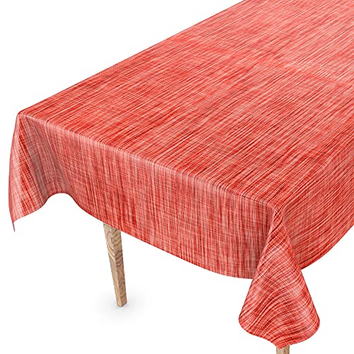 Tischdecke abwaschbar Wachstuch Wachstuchtischdecke 100 x 140cm Schnittkante Leinen Textil Optik Rot Gartentischdecke Wachstuch von ANRO