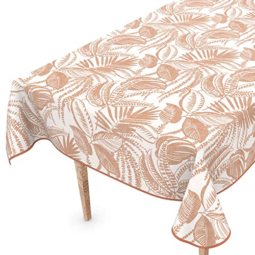Tischdecke abwaschbar Wachstuch Wachstuchtischdecke 100 x 140cm mit Saum Katrin Beige pflegeleicht von ANRO